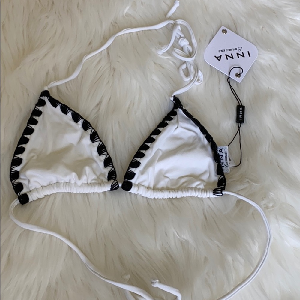White bikini top with black trim
